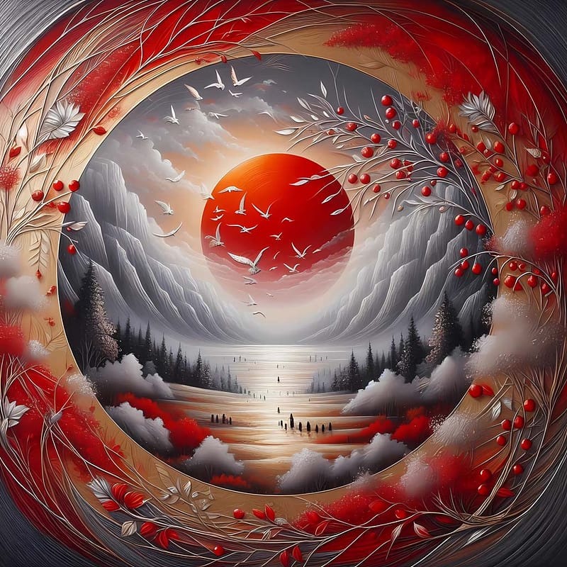 Sunset behind the circle